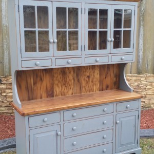 Custom glass top hutch with drawers