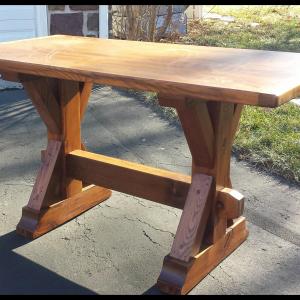 4 ft custom Chestnut xbase trestle table