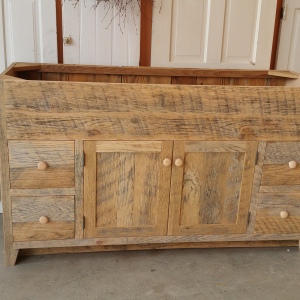60" Reclaimed Oak Vanity box style with doors and drawers