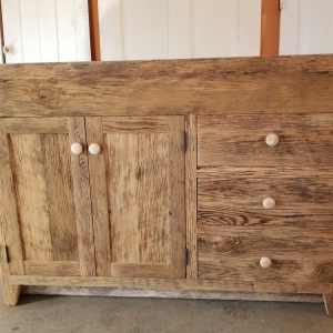 48" Reclaimed Oak Vanity Box style with drawers on right side