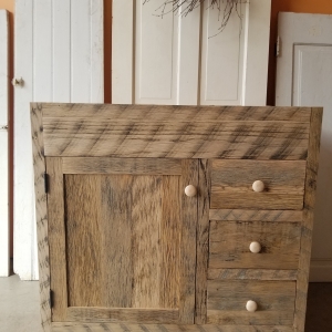 36" Reclaimed Oak Vanity Box style with drawers on right side