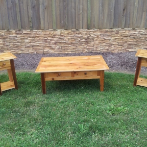 matching natural coffee table & end table