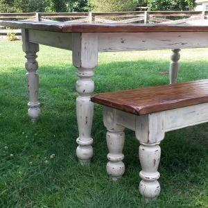 6ft Plank top Reclaimed Pine Turned leg table