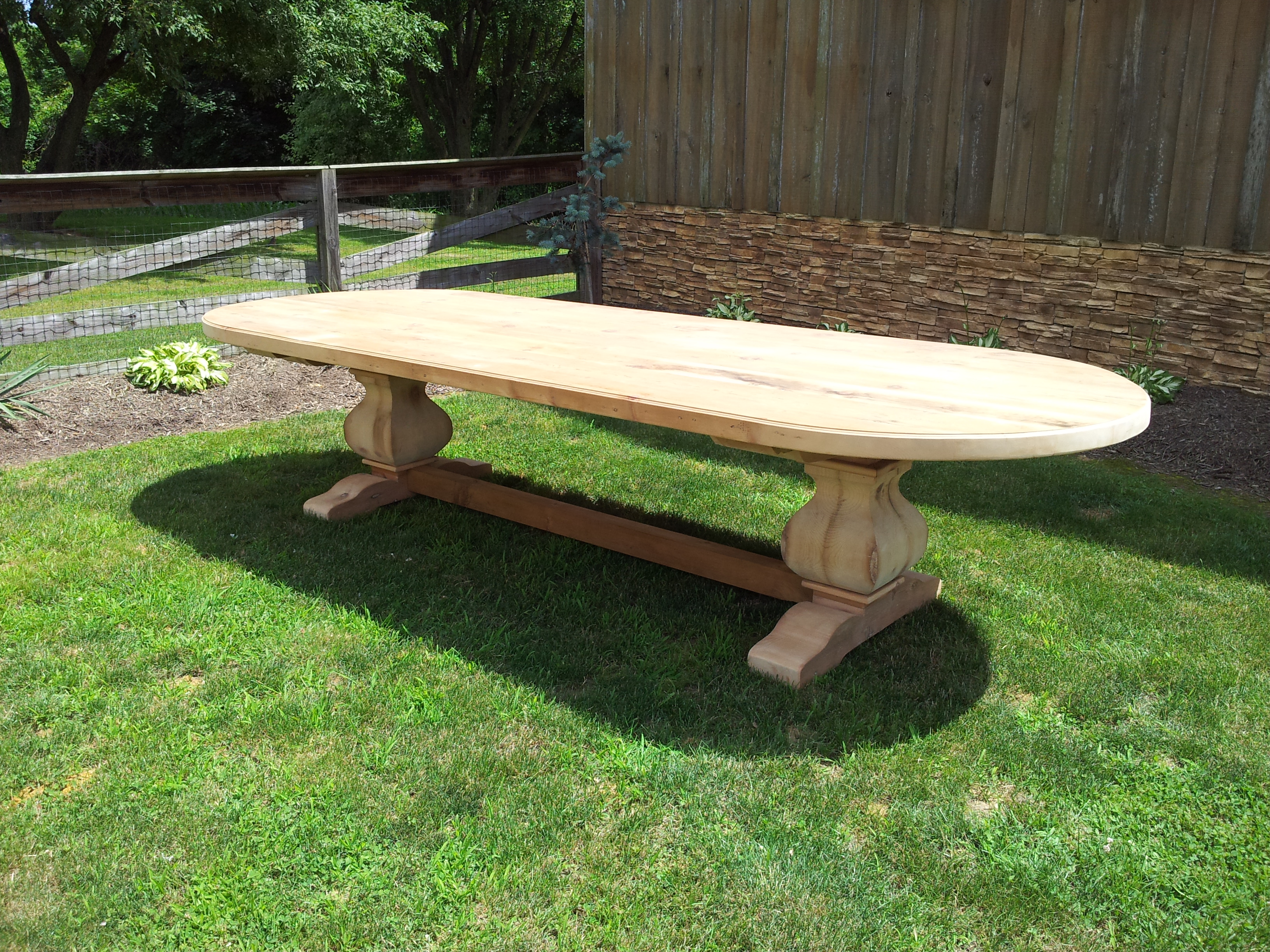Trestle Style Barnwood Farm tables - OBS Farmhouse Furniture