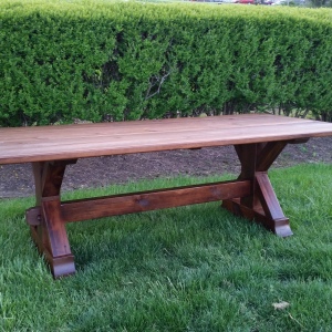 9ft Reclaimed Pine Beam Trestle table
