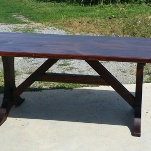 Trestle Style Barnwood Farm tables - OBS Farmhouse Furniture