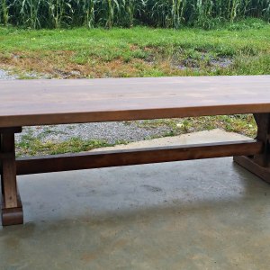 10ft Reclaimed Pine thick edge Beam trestle table