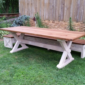 10ft Reclaimed Pine Beam trestle table